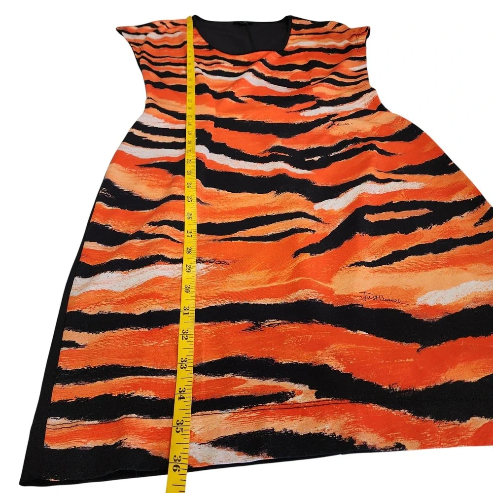 Just Cavalli Womens Animal Print Jersey‎ Knit Mini Dress Size Large Black Orange - Picture 12 of 13